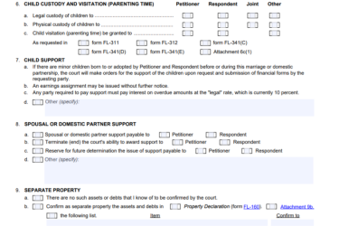 Paragraphs 6 to 9 of form FL-100