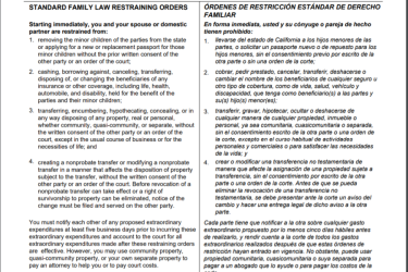 Standard family law orders on form FL-110