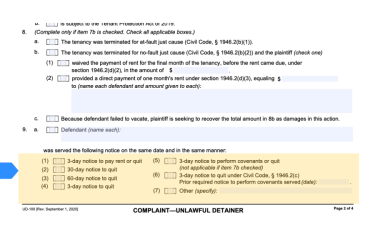 Form UD-100 highlighting dates