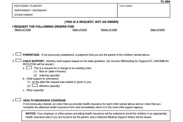 Highlight of Form FL-684 showing requested orders, items 1-3